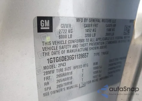 2016 GMC Canyon Slt из США, поврежденный, VIN 1GTG6DE36G1128657